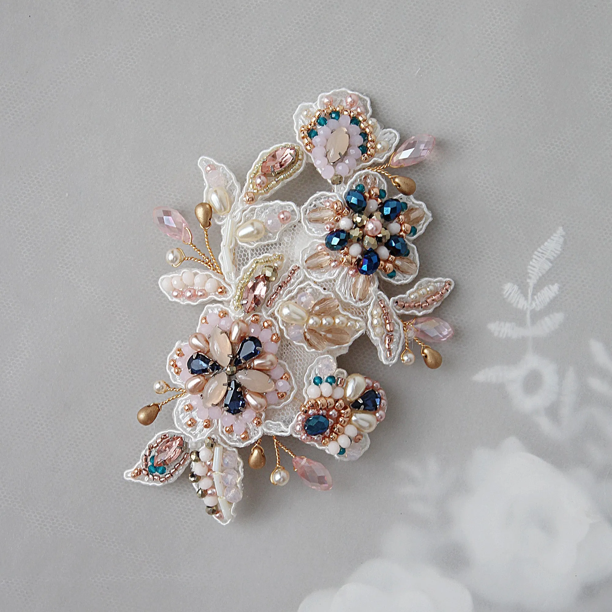 Jennifer Hand beaded Bridal hair clip - colors to order