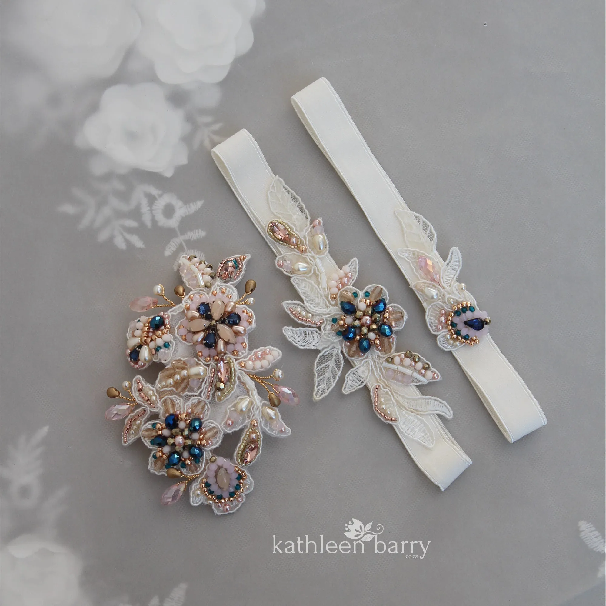 Jennifer Hand beaded Bridal hair clip - colors to order