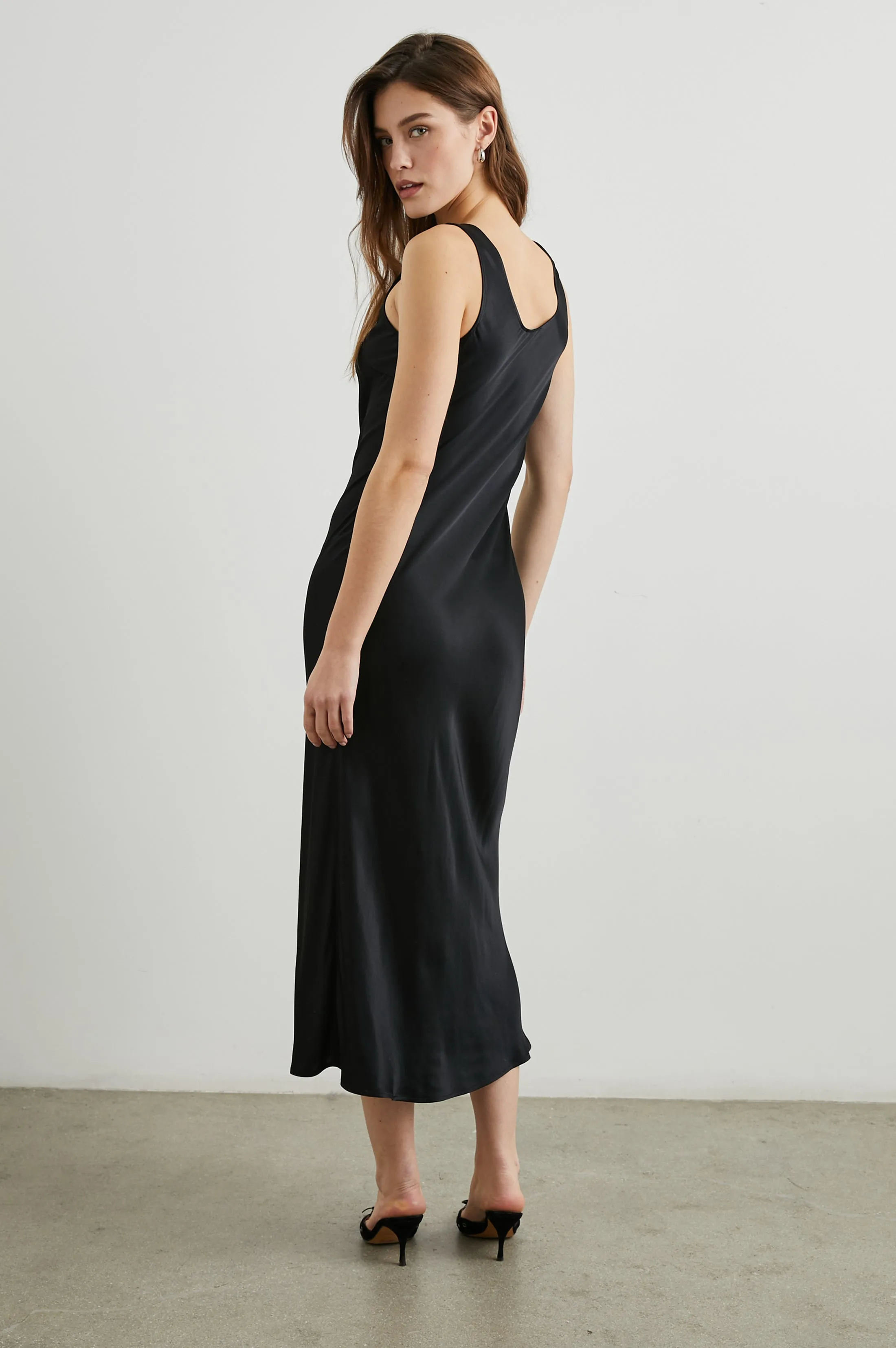 KAILANI DRESS - BLACK SATIN CREPE