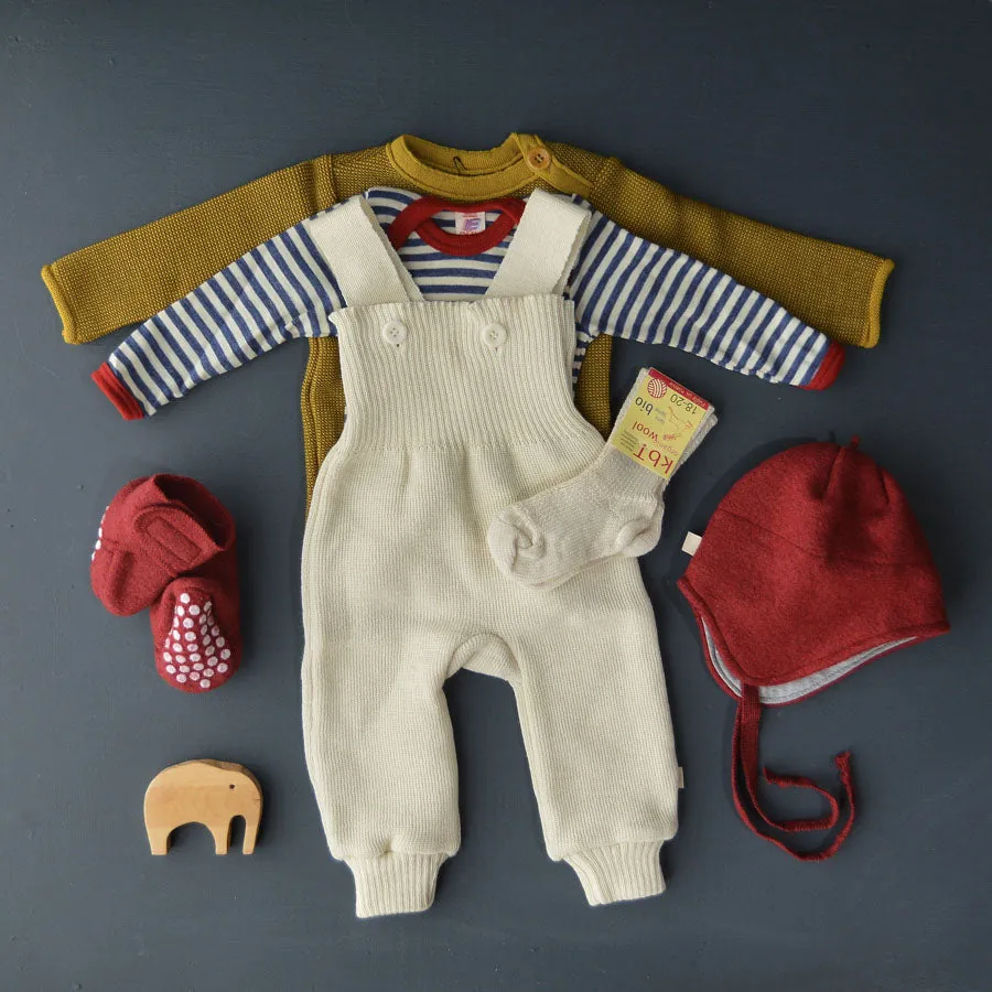 Knitted Dungarees in Organic Merino Wool - Natural (newborn-4y)