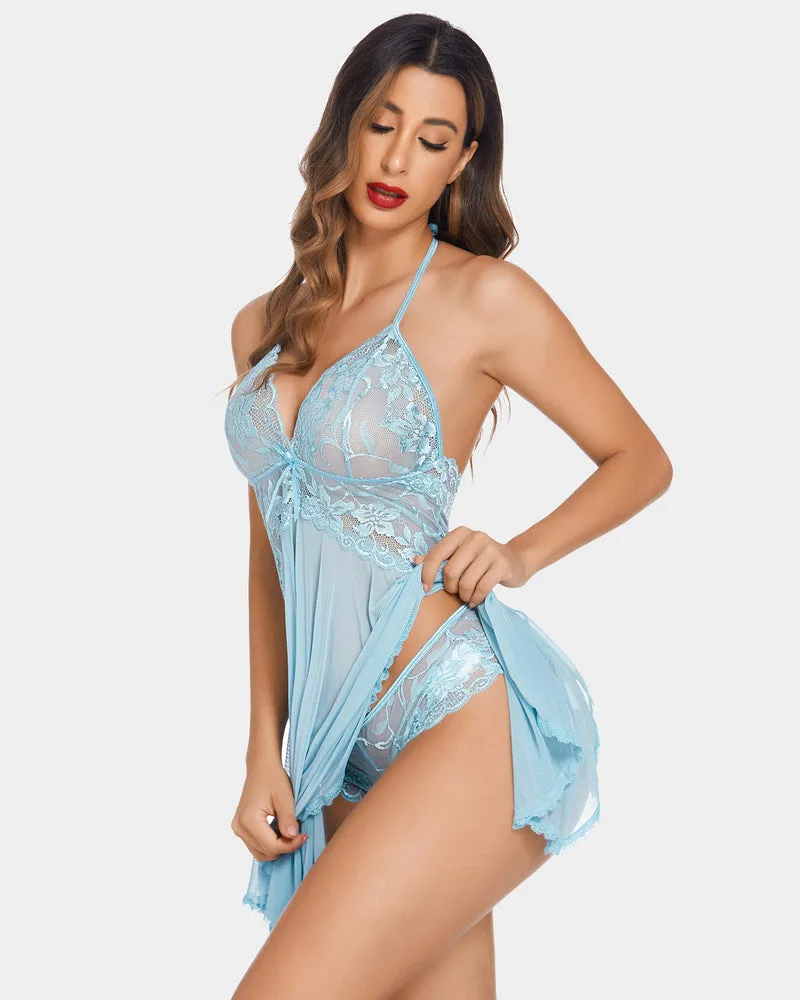 Lace Halter V Neck Nightdress