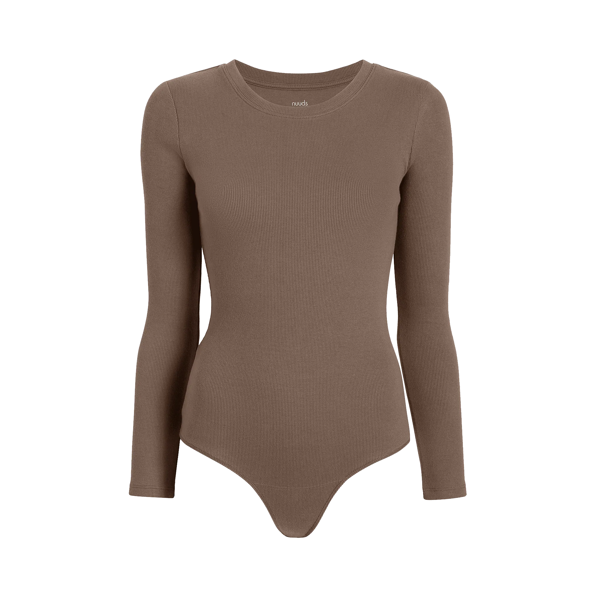 Long Sleeve Ribbed Crewneck Bodysuit | Mocha