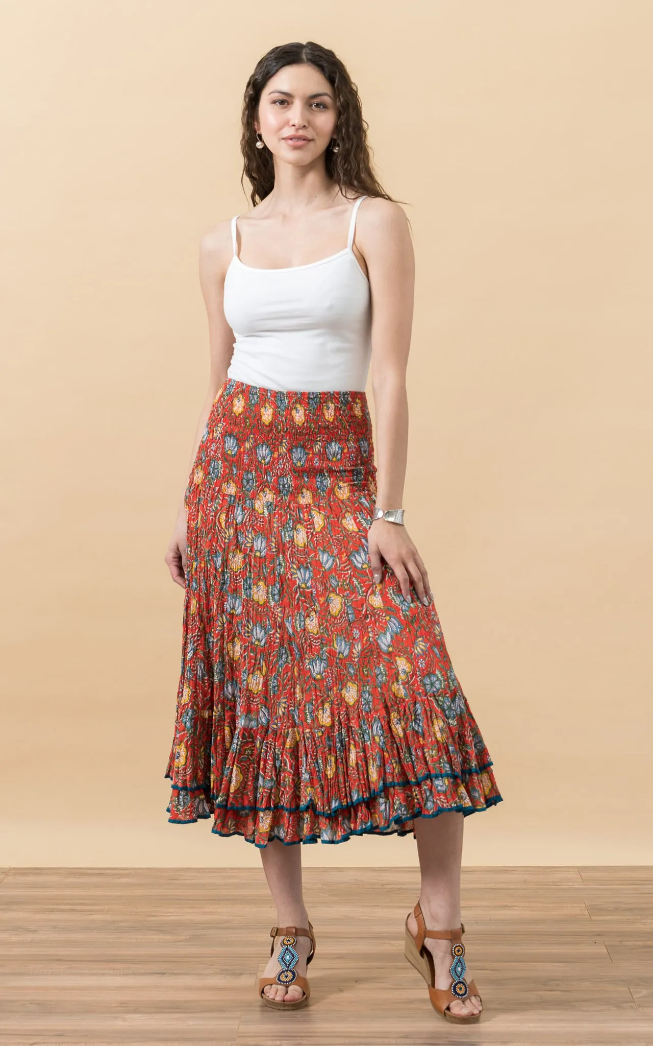 Macarena Skirt, Short, Orange Floral