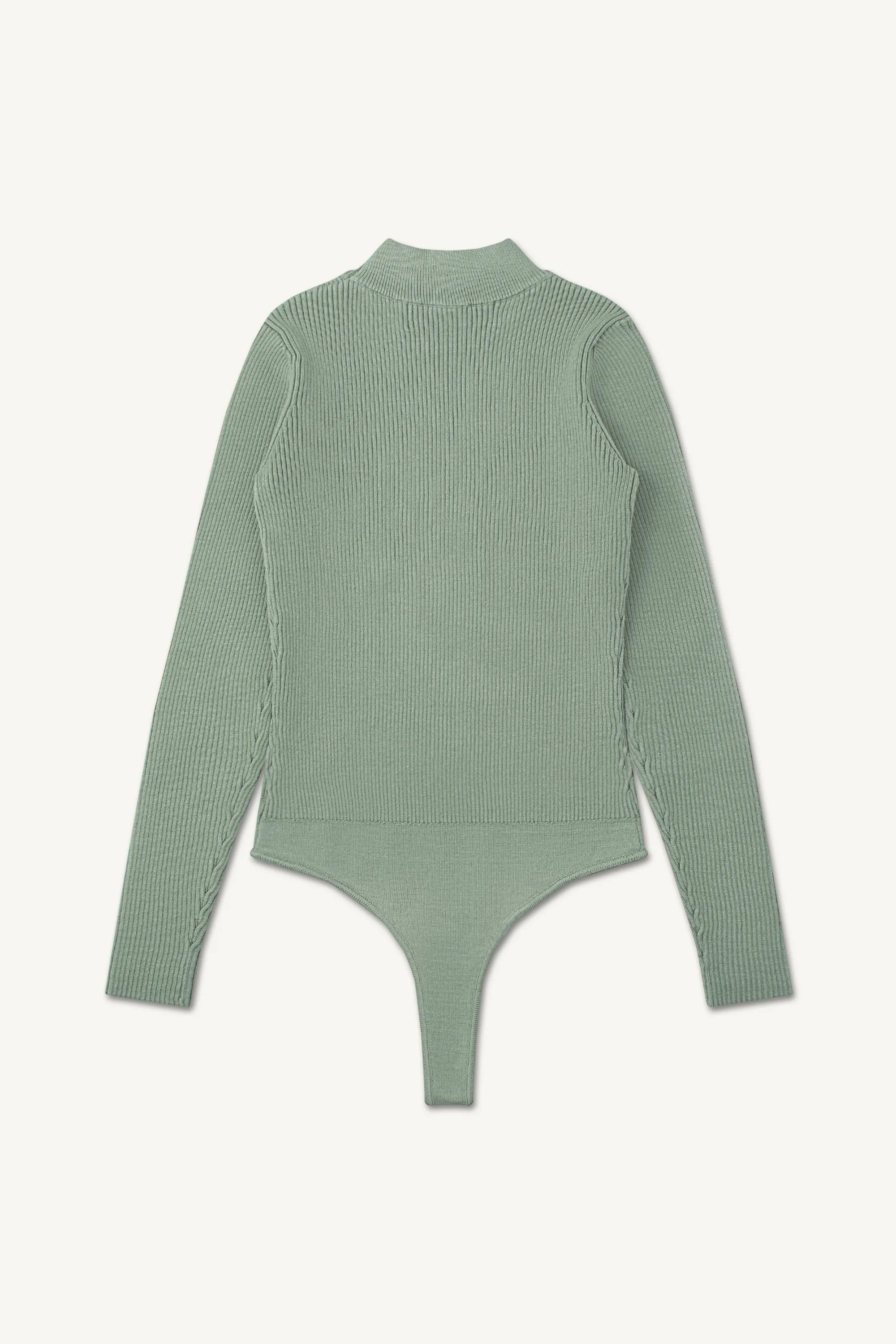 Massa Ribbed Knit Thong Bodysuit - Desert Sage