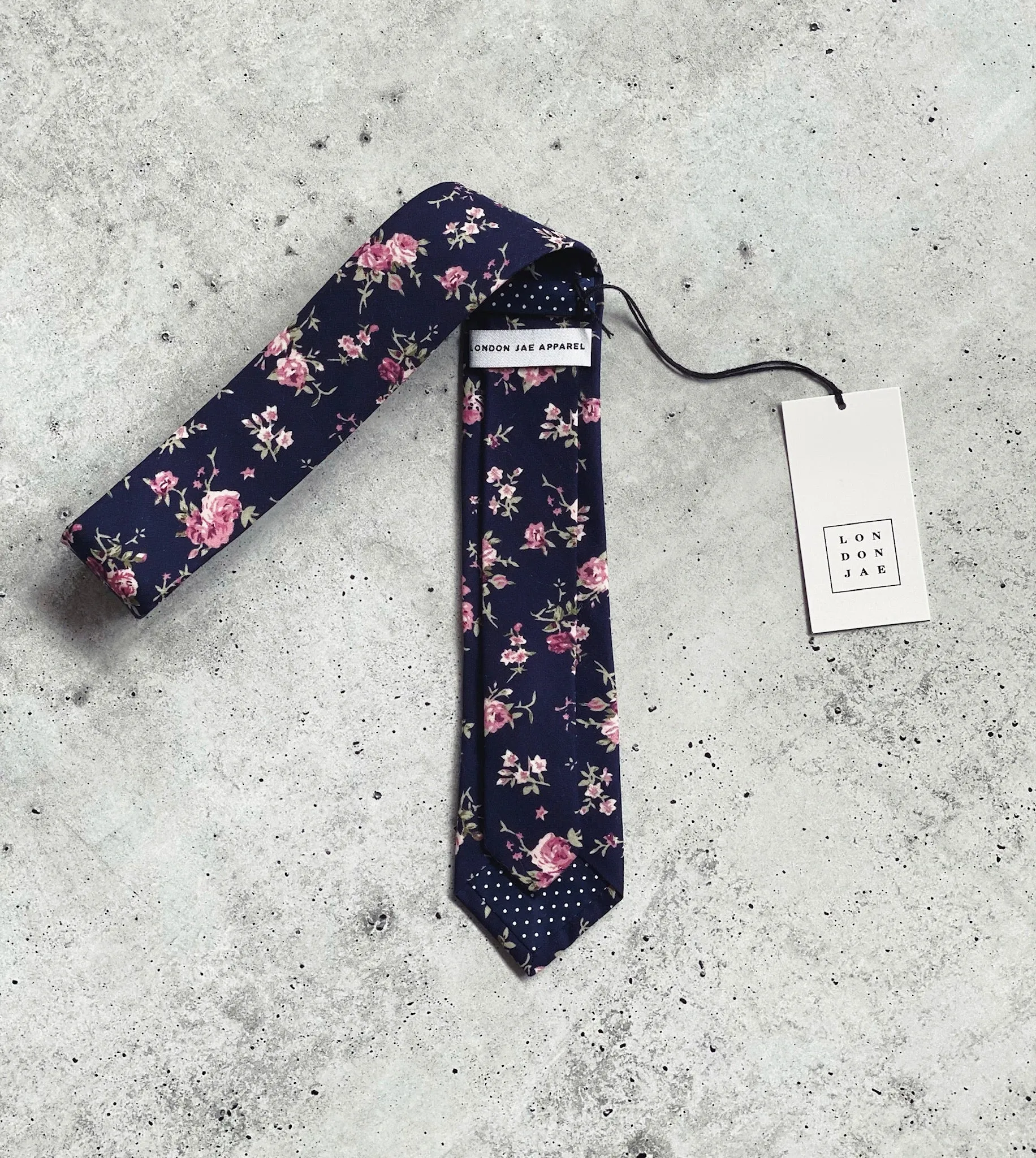 Navy and Pink Floral Neck Tie