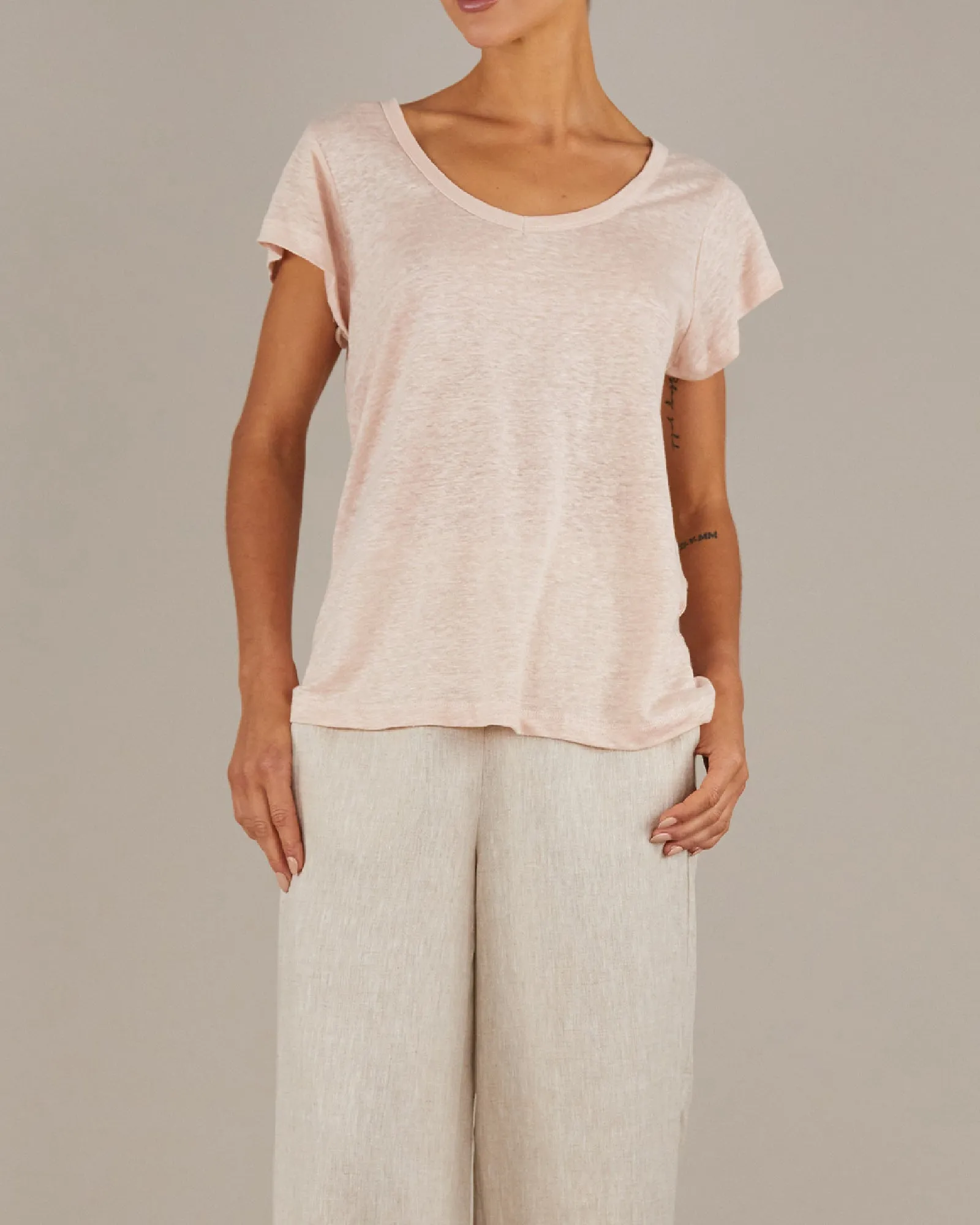 Newport Linen Jersey Tee - Baby Pink