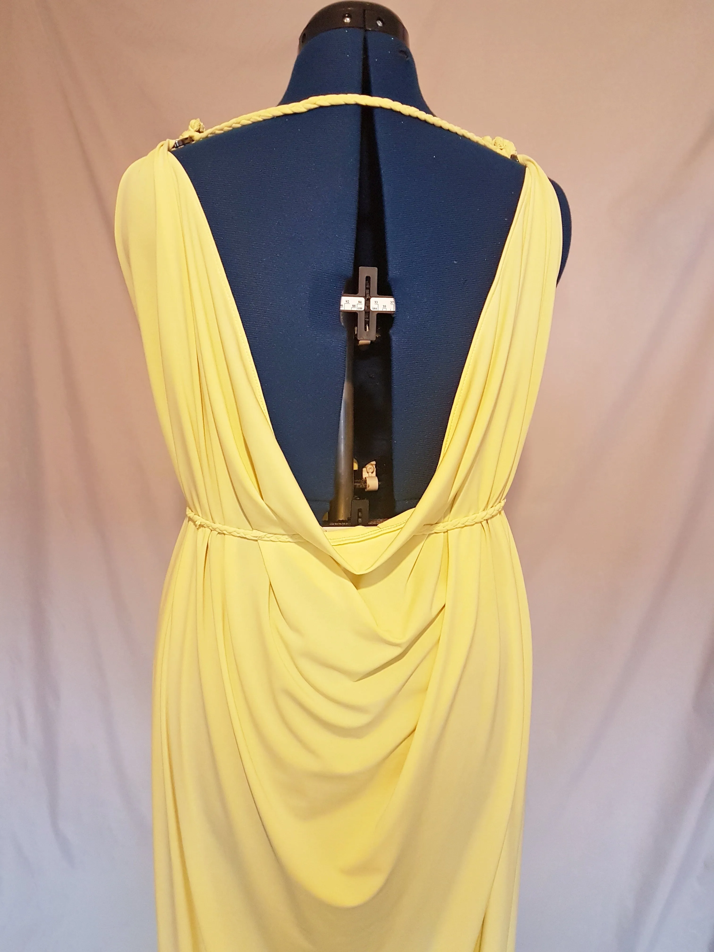 Pale Yellow Grecian Drape Dress