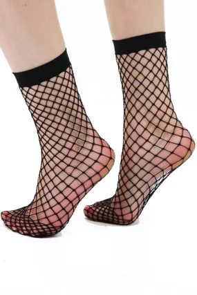 Pamela Mann Large Black Fishnet Ankle Socks