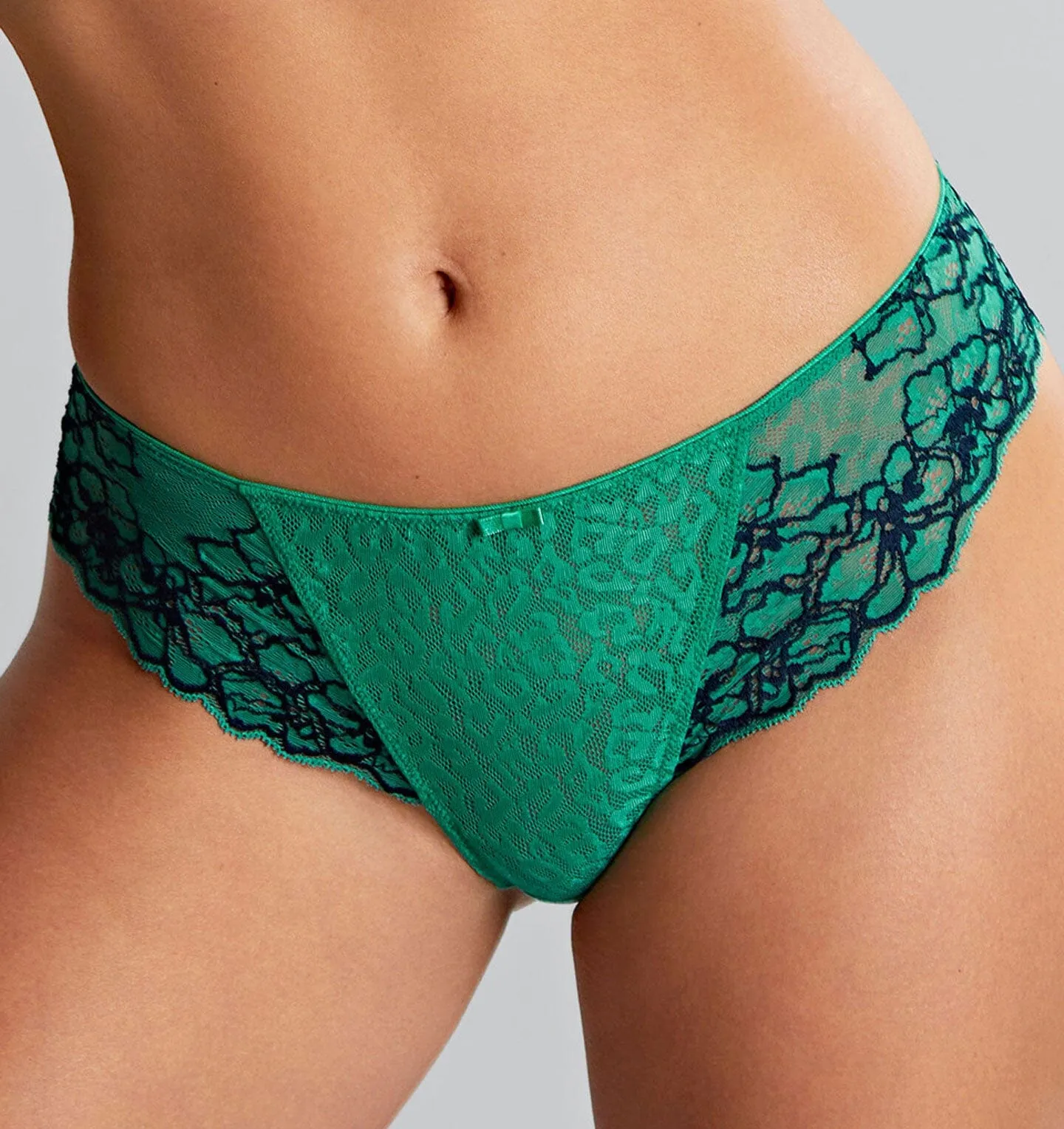 Patterned lace brazilian [Emerald/Ink]