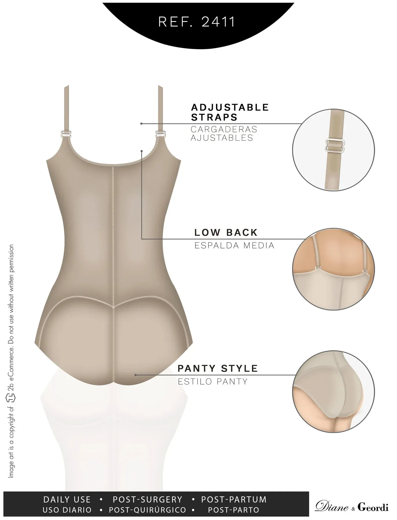 Postpartum and Daily Use Open bust Butt Lifting & Medium compression Fajas Diane & Geordi 2411