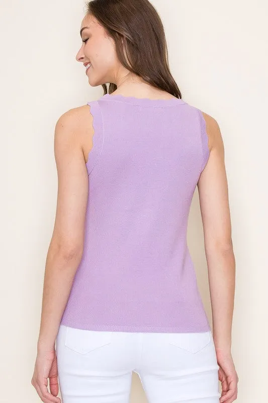 Raimey Scalloped Crew Neck Tank - 3 Colors!