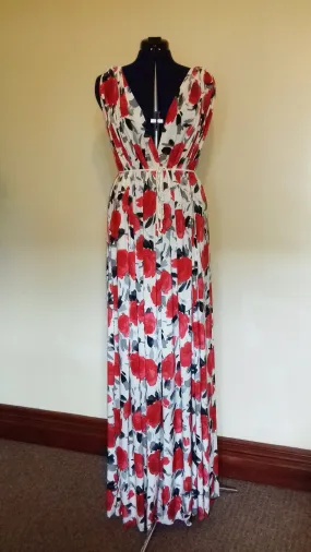 Red Floral Plunge Dress