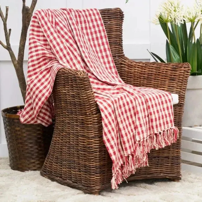 Red Gingham Check Throw