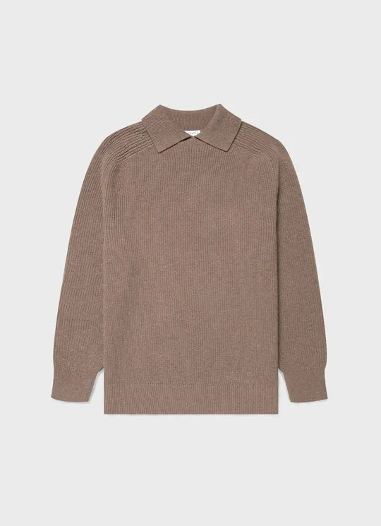 Ribbed Polo Neck Sand Stone