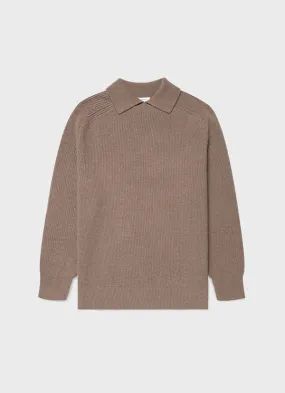 Ribbed Polo Neck Sand Stone