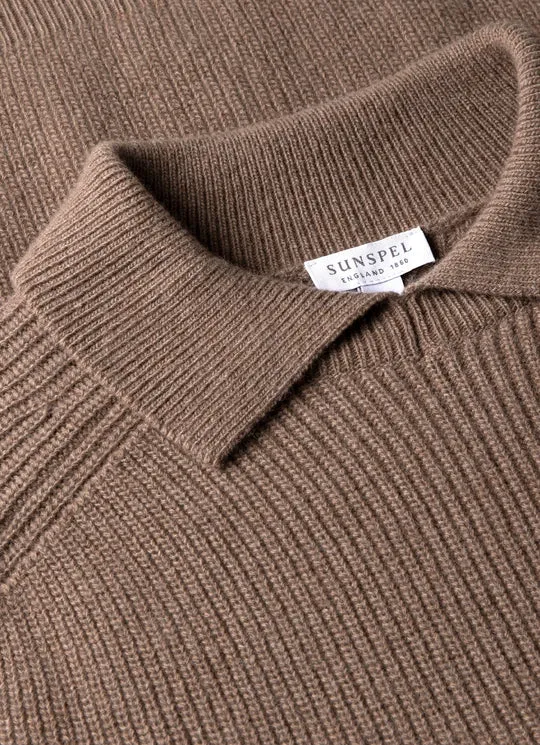 Ribbed Polo Neck Sand Stone