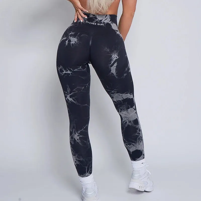 Seamless Leggings Pchee Bubble Gum Tie Dye Pants Leggings Gym Workout Fitness Leggings Running