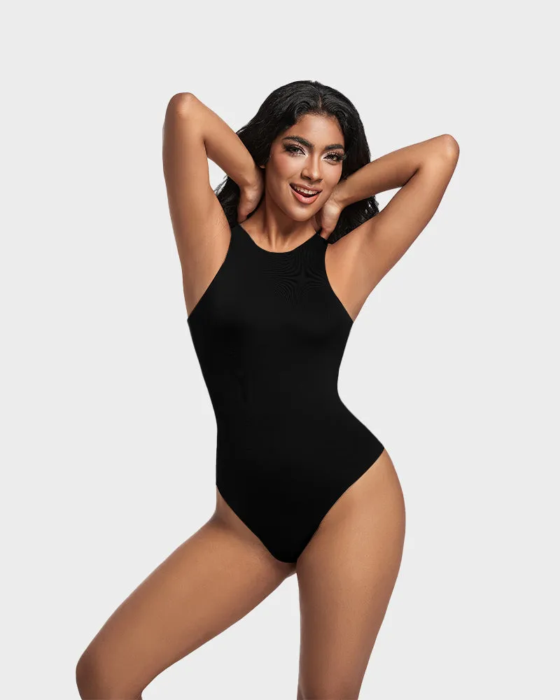 SheCurve®Seamless Sculpt Sleeveless Halter Neck Thong Bodysuit