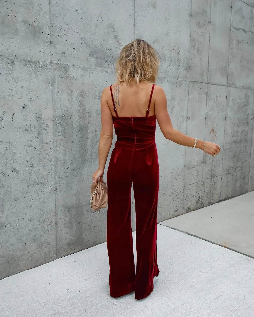 Solid Color Velvet Jumpsuit