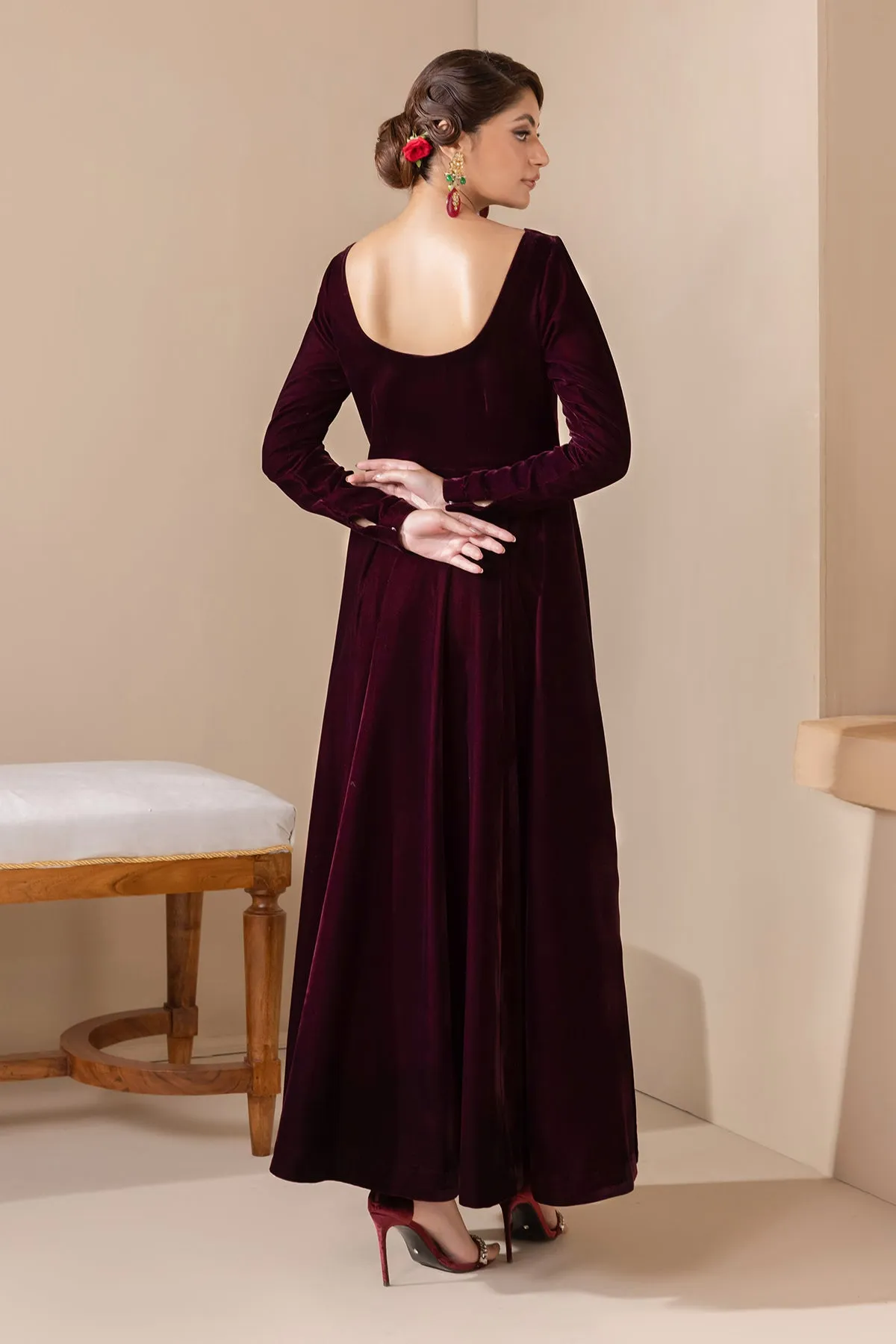 SOLID VELVET FROCK  PR-854