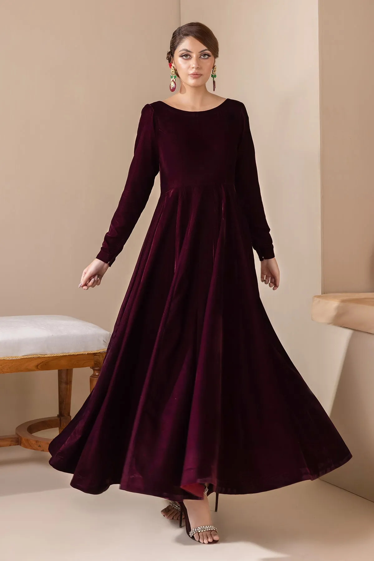 SOLID VELVET FROCK  PR-854