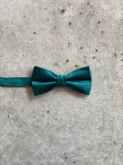 Teal Satin Silk Bow Tie