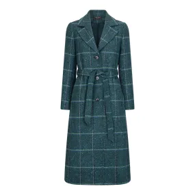 Teal Windowpane Erin Belted Coat