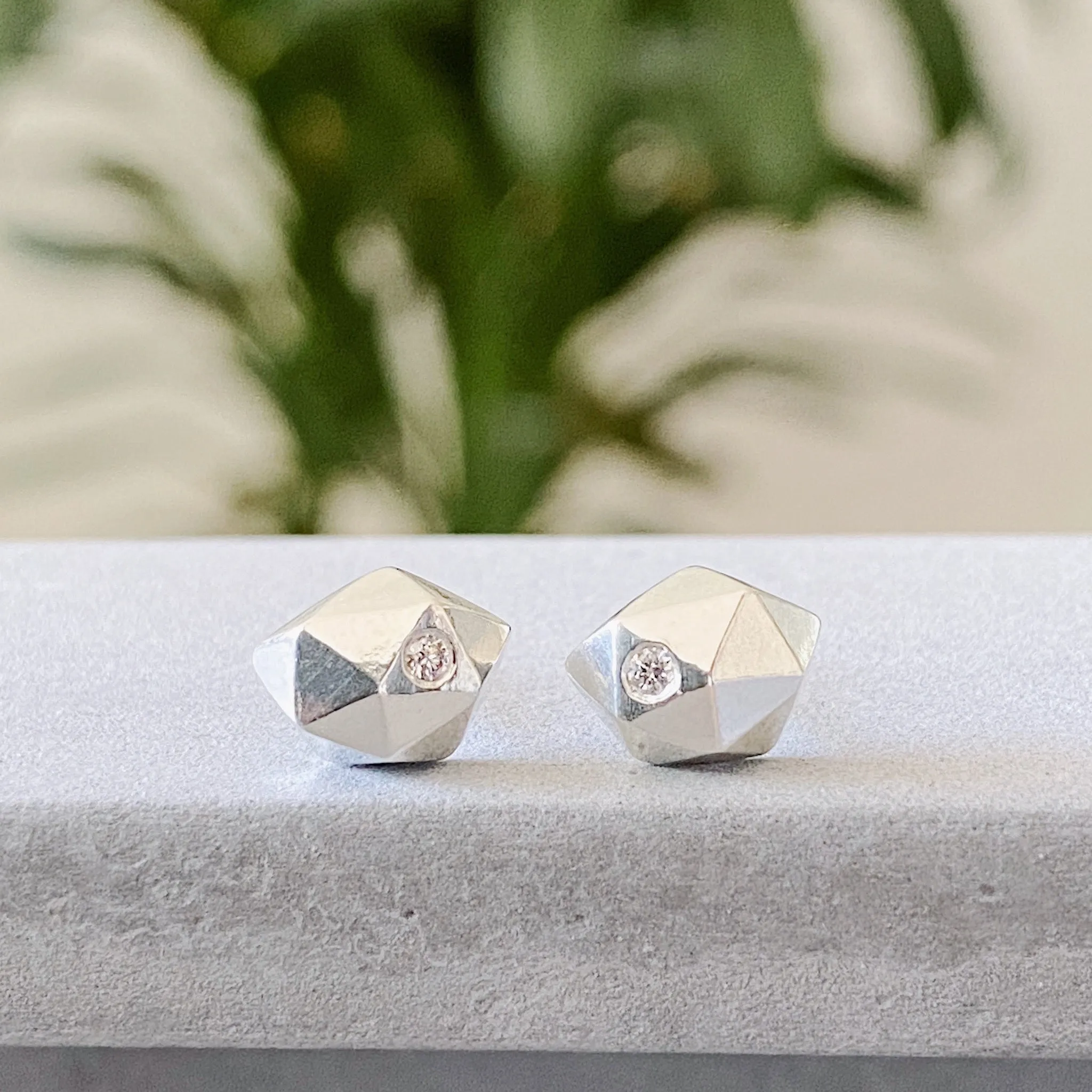 Tiny Fragment Diamond Stud Earrings