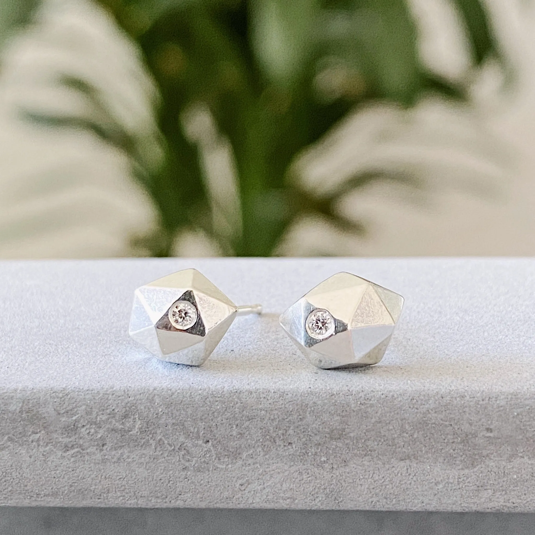 Tiny Fragment Diamond Stud Earrings