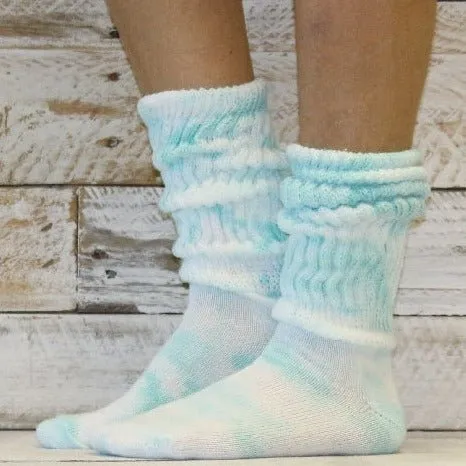 ULTIMATE  cotton  slouch socks women  - Tie dyed  aqua