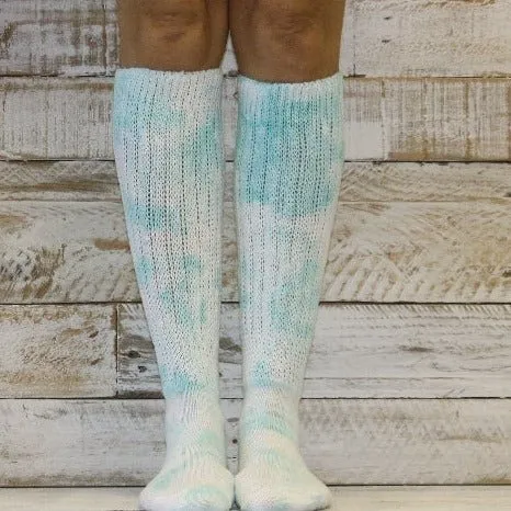 ULTIMATE  cotton  slouch socks women  - Tie dyed  aqua