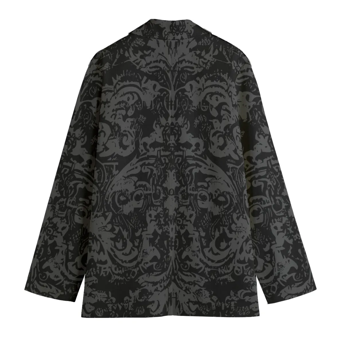 Vampire Art 100% Cotton Grunge Damask in Black Women's Leisure Blazer | 245GSM Cotton