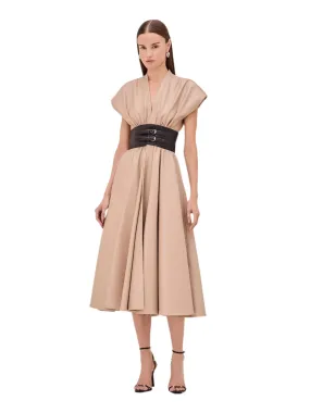 Viktoria Vegan Leather Dress in Taupe