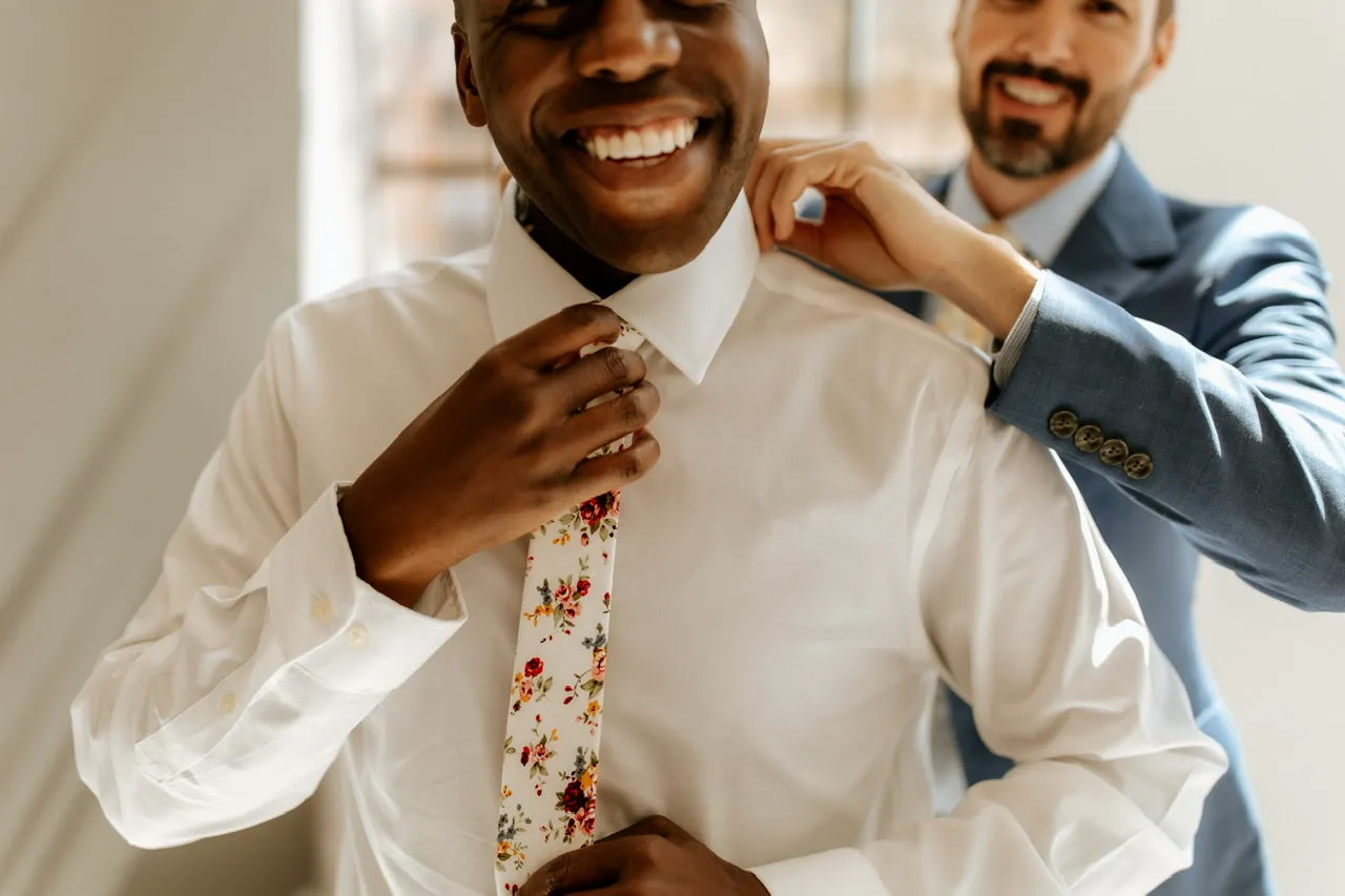 White and Wine Floral Neck Tie