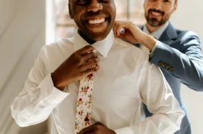 White and Wine Floral Neck Tie