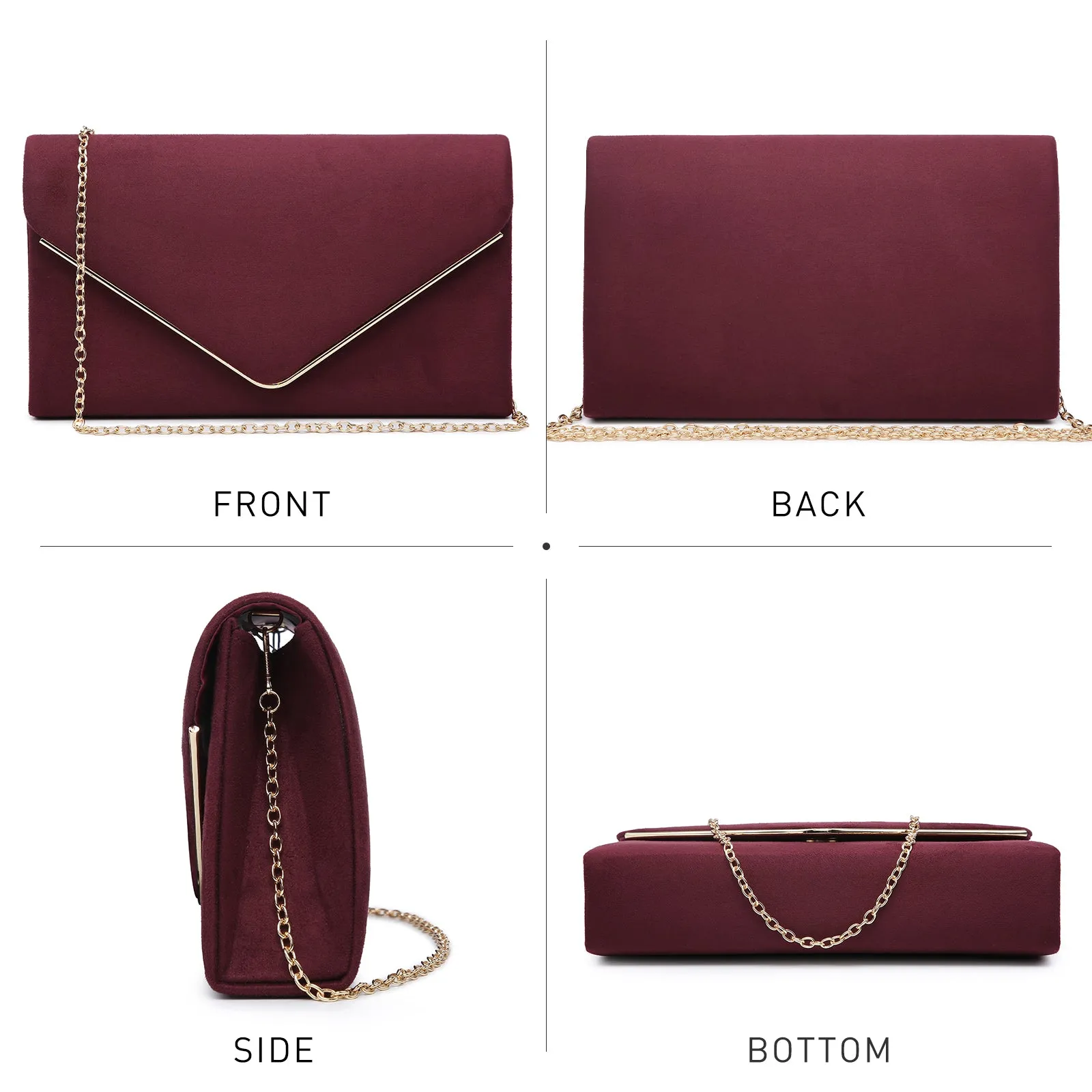 Women Faux Suede Velvet Formal Evening Party Purses