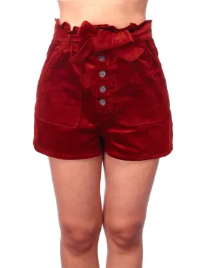 Women's Belted Waist Paperbag Casual Shorts with Pockets (FWB1039)